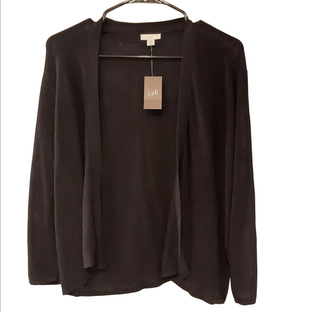 J. Jill Classic Black Open Cardigan